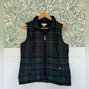Charter Club Tartan Plaid Quilted Zip Up Puffer Vest in Women’s Small